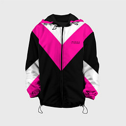 Куртка с капюшоном детская FIRM черный с розовой вставкой, цвет: 3D-черный