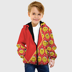 Куртка с капюшоном детская Новогодние смайлы, цвет: 3D-черный — фото 2