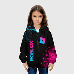 Куртка с капюшоном детская Roblox - neon gradient: надпись, символ, цвет: 3D-черный — фото 2