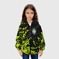Куртка с капюшоном детская Сборная Бразилия пятна, цвет: 3D-черный — фото 2