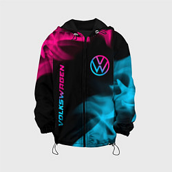 Куртка с капюшоном детская Volkswagen - neon gradient: надпись, символ, цвет: 3D-черный