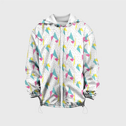 Куртка с капюшоном детская Паттерн треугольники, цвет: 3D-белый