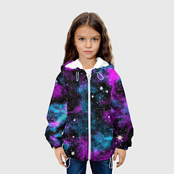 Куртка с капюшоном детская Галактика сиреневая, цвет: 3D-белый — фото 2