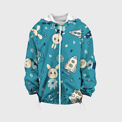 Куртка с капюшоном детская Зайцы-космонавты, цвет: 3D-белый