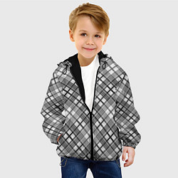 Куртка с капюшоном детская Черно белый узор в косую клетку, цвет: 3D-черный — фото 2