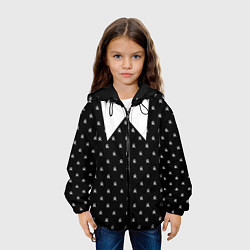 Куртка с капюшоном детская Уэнздей Аддамс: униформа, цвет: 3D-черный — фото 2