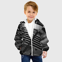 Куртка с капюшоном детская Жёсткий абстрактный серый и тёмно-серый металл, цвет: 3D-белый — фото 2
