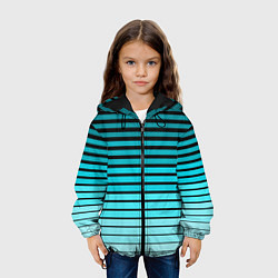 Куртка с капюшоном детская Голубые полосы на черном, цвет: 3D-черный — фото 2