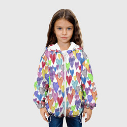 Куртка с капюшоном детская Разноцветные сердечки Калейдоскоп, цвет: 3D-белый — фото 2