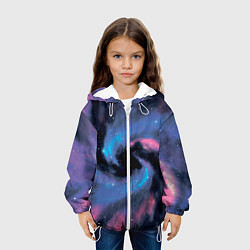Куртка с капюшоном детская Ручная роспись галактики акварелью, цвет: 3D-белый — фото 2