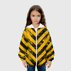 Куртка с капюшоном детская WARNING - желто-черные полосы, цвет: 3D-белый — фото 2