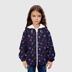 Куртка с капюшоном детская Паттерн с сердечками и цветами, цвет: 3D-белый — фото 2