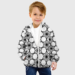 Куртка с капюшоном детская Чёрно-белый абстрактный паттерн из звёзд, цвет: 3D-белый — фото 2