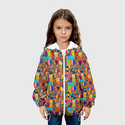 Куртка с капюшоном детская Лоскутное шитье, рисовала нейросеть, цвет: 3D-белый — фото 2