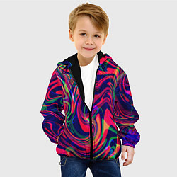 Куртка с капюшоном детская Яркие волны, цвет: 3D-черный — фото 2