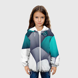 Куртка с капюшоном детская Серо-бело-синий каменный паттерн, цвет: 3D-белый — фото 2