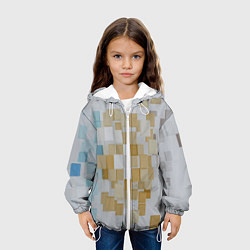 Куртка с капюшоном детская Геометрические золотые, синие и белые кубы, цвет: 3D-белый — фото 2