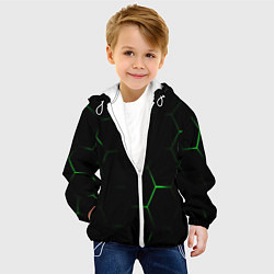 Куртка с капюшоном детская Соты бронированный стиль, цвет: 3D-белый — фото 2