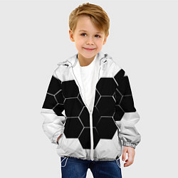 Куртка с капюшоном детская Абстракция текстура соты, цвет: 3D-белый — фото 2