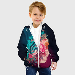 Куртка с капюшоном детская Цветы и музыкальная нота, цвет: 3D-белый — фото 2