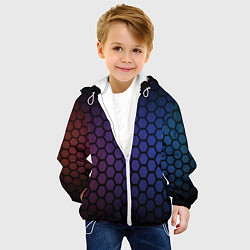 Куртка с капюшоном детская Abstract hexagon fon, цвет: 3D-белый — фото 2