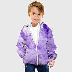 Куртка с капюшоном детская Абстрактный фиолетовый облачный дым, цвет: 3D-белый — фото 2