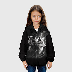 Куртка с капюшоном детская Волки - белый и черный, цвет: 3D-черный — фото 2