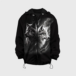 Куртка с капюшоном детская Волки - белый и черный, цвет: 3D-черный