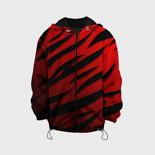Детская куртка Красный градиент - языки пламени / 3D-Черный – фото 1