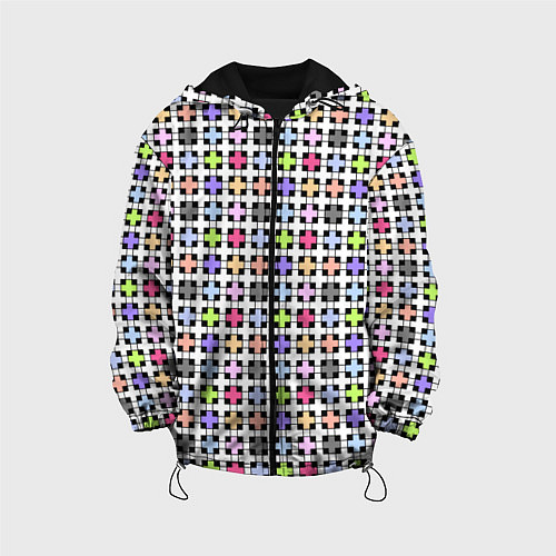 Детская куртка Разноцветный геометрический рисунок / 3D-Черный – фото 1