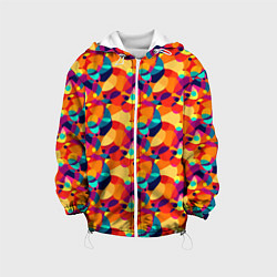 Куртка с капюшоном детская Абстрактный узор из разноцветных окружностей, цвет: 3D-белый