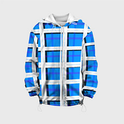 Куртка с капюшоном детская Синяя клетка, цвет: 3D-белый