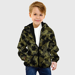 Куртка с капюшоном детская Тропический камуфляж, цвет: 3D-черный — фото 2
