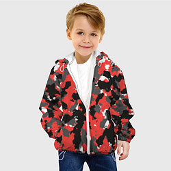 Куртка с капюшоном детская Красно-черный камуфляж, цвет: 3D-белый — фото 2