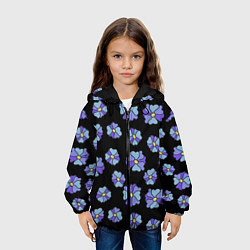 Куртка с капюшоном детская Дудл цветы на черном - паттерн, цвет: 3D-черный — фото 2