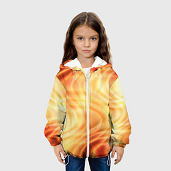Куртка с капюшоном детская Абстрактные оранжево-жёлтые солнечные волны, цвет: 3D-белый — фото 2