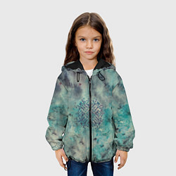 Куртка с капюшоном детская Мандала спокойствия, космос, синяя, цвет: 3D-черный — фото 2