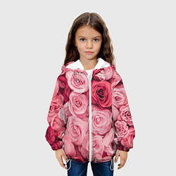 Куртка с капюшоном детская Чайная пыльная роза - нежно розовый цветок, цвет: 3D-белый — фото 2