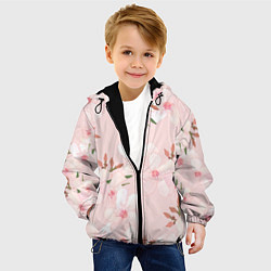 Куртка с капюшоном детская Нежные лепестки, цвет: 3D-черный — фото 2