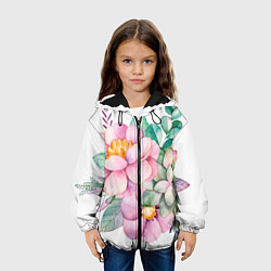 Куртка с капюшоном детская Пастельные цветы - посередине, цвет: 3D-черный — фото 2