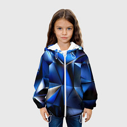Куртка с капюшоном детская Polygon blue abstract, цвет: 3D-белый — фото 2