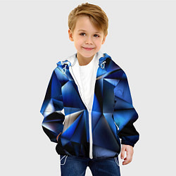 Куртка с капюшоном детская Polygon blue abstract, цвет: 3D-белый — фото 2