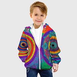 Куртка с капюшоном детская Красочные этнические орнаменты, цвет: 3D-белый — фото 2