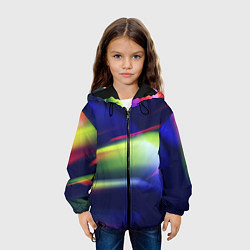 Куртка с капюшоном детская Разные абстрактные цветные свечения во тьме, цвет: 3D-черный — фото 2