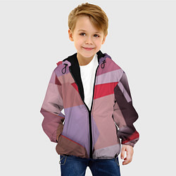 Куртка с капюшоном детская Розовое абстрактное множество кубов, цвет: 3D-черный — фото 2