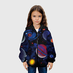 Куртка с капюшоном детская Планеты, цвет: 3D-черный — фото 2