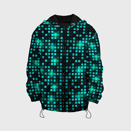 Детская куртка Светящиеся неоновые квадраты / 3D-Черный – фото 1
