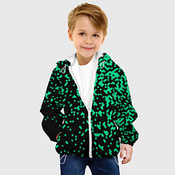 Куртка с капюшоном детская Авангардный пиксельный паттерн, цвет: 3D-белый — фото 2