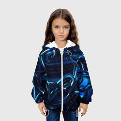Куртка с капюшоном детская Фрактальный узор волны, цвет: 3D-белый — фото 2