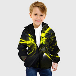 Куртка с капюшоном детская Yellow gold abstraction, цвет: 3D-черный — фото 2